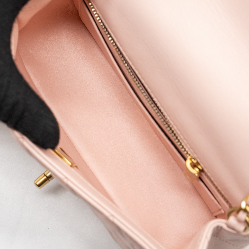 CHANEL 23K PEARL CRUSH MINI RECTANGULAR FLAP BAG LAMBSKIN LIGHT PINK GHW (MICROCHIP)