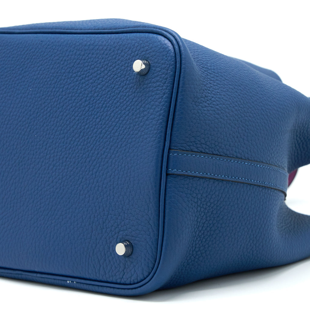 HERMES PICOTIN 22 LOCK BAG CLEMENCE DEEP BLUE/ANEMONE SHW