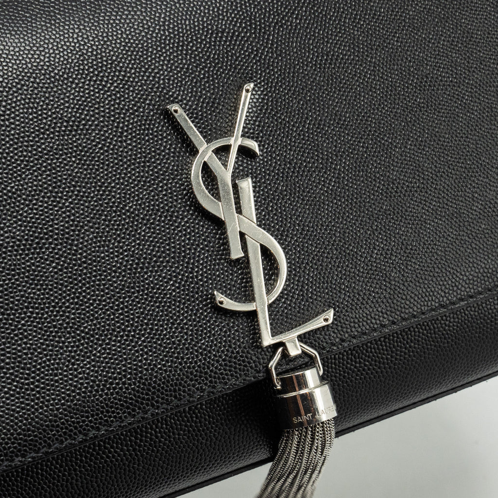 SAINT LAURENT /YSL KATE MEDIUM CHAIN BAG WITH TASSEL CALFSKIN BLACK SHW