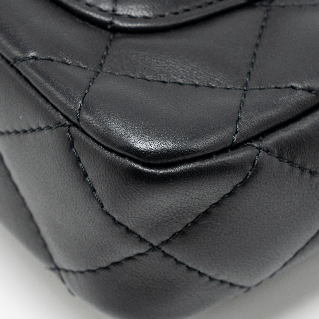 CHANEL 24S TOP HANDLE MINI FLAP BAG LAMBSKIN BLACK GHW (MICROCHIP)