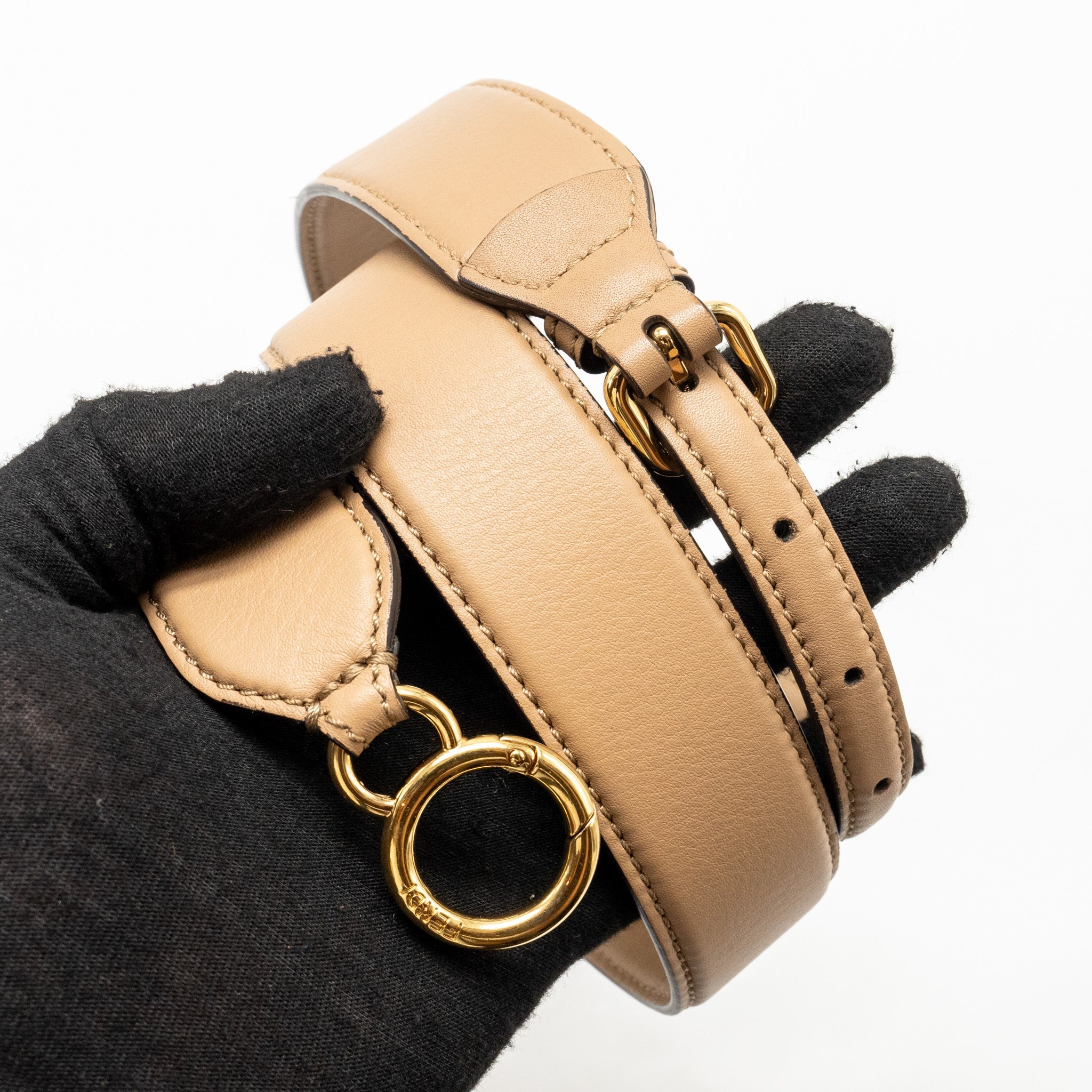 FENDI MINI PEEKABOO CALFSKIN BEIGE GHW