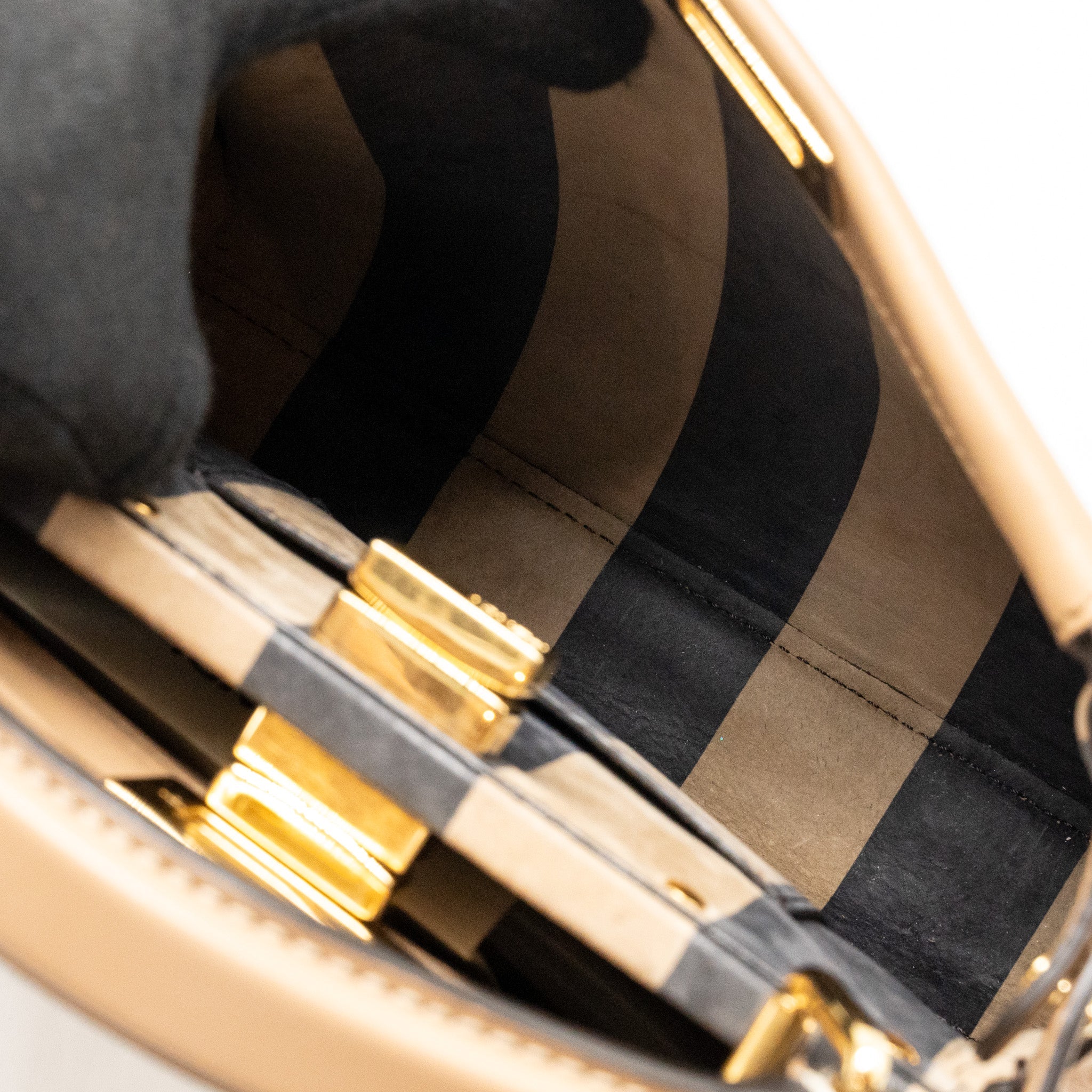 FENDI MINI PEEKABOO CALFSKIN BEIGE GHW