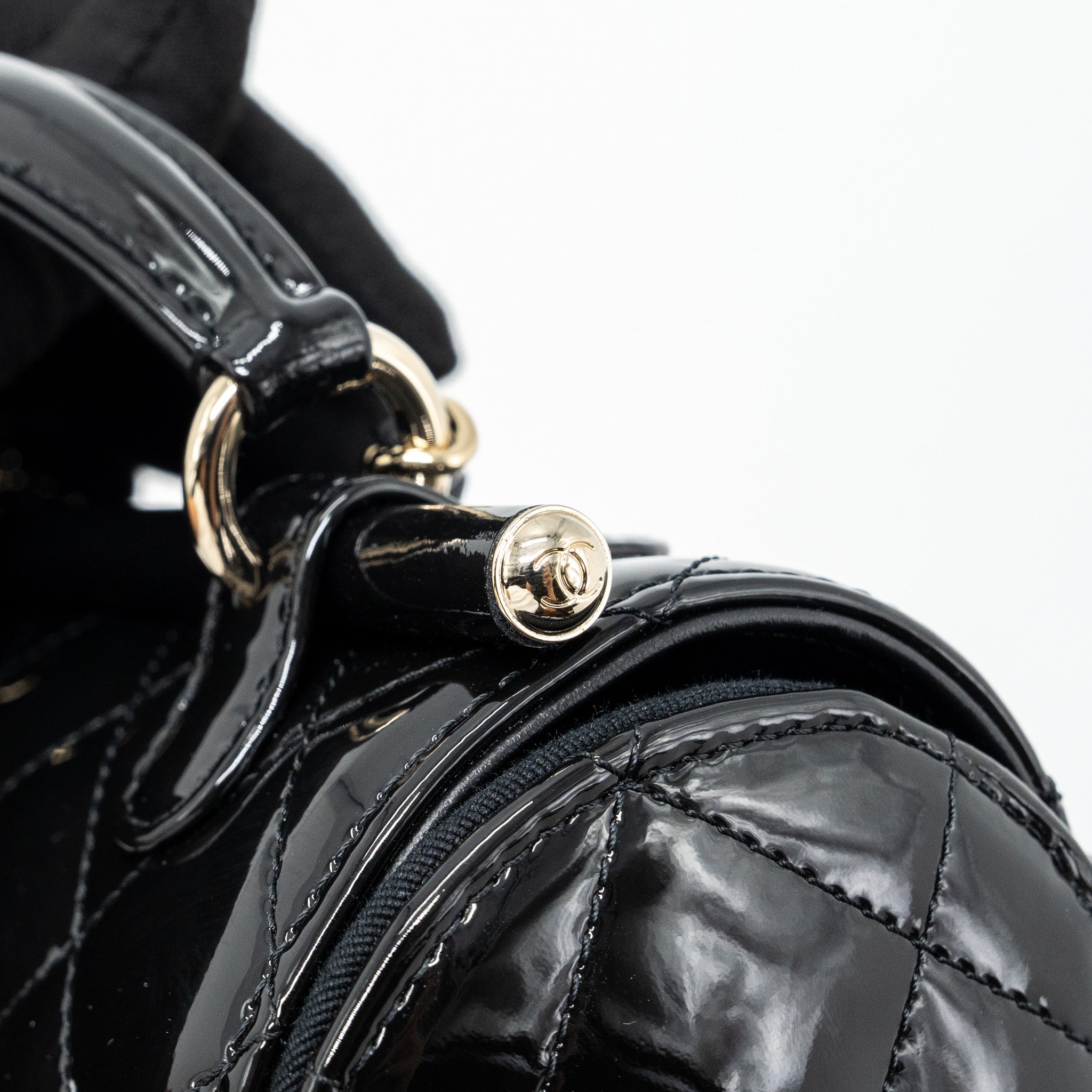 CHANEL SMALL TRENDY CC DUAL FLAP BAG PATENT BLACK LGHW (MICROCHIP)
