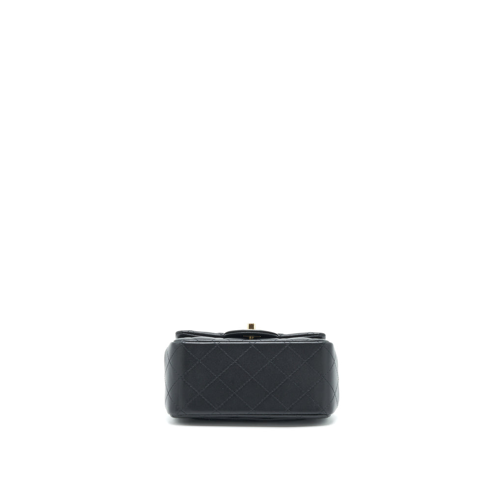 CHANEL MINI SQUARE FLAP BAG LAMBSKIN BLACK LGHW(MICROCHIP)