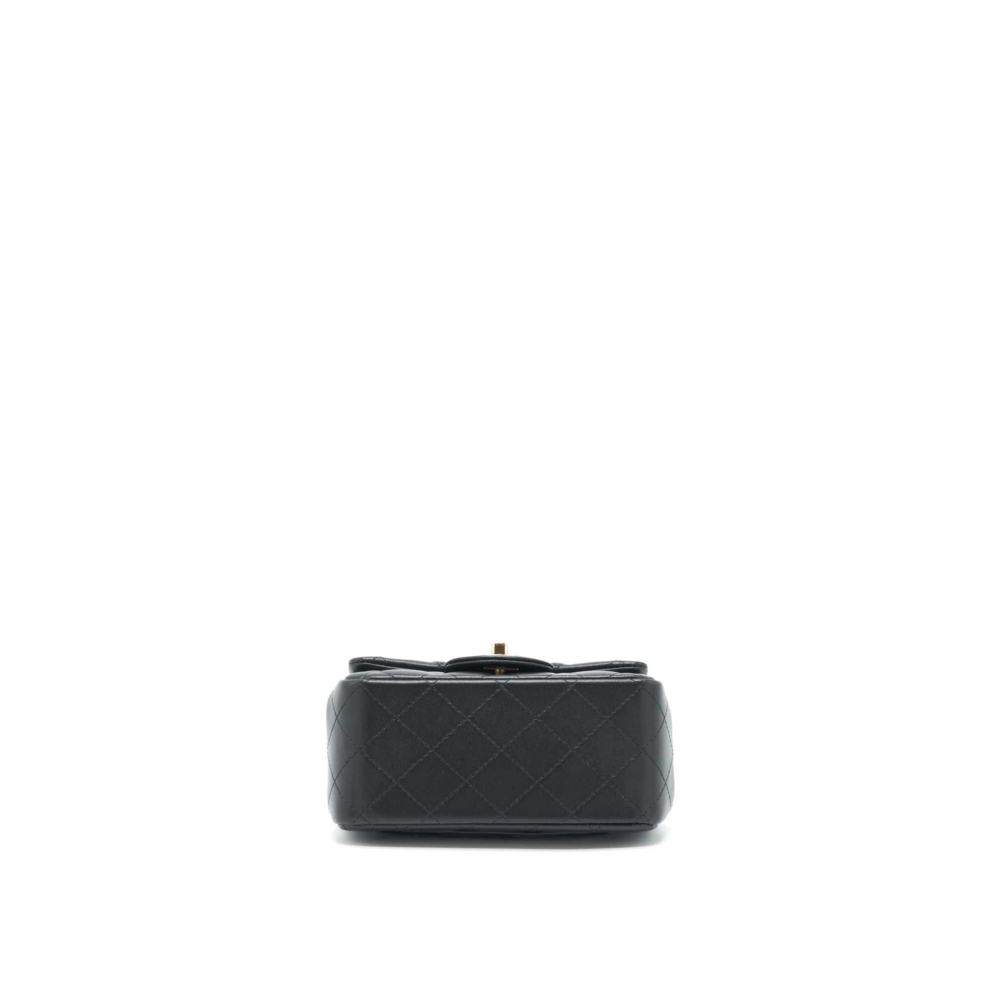 CHANEL MINI SQUARE FLAP BAG LAMBSKIN BLACK LGHW(MICROCHIP)