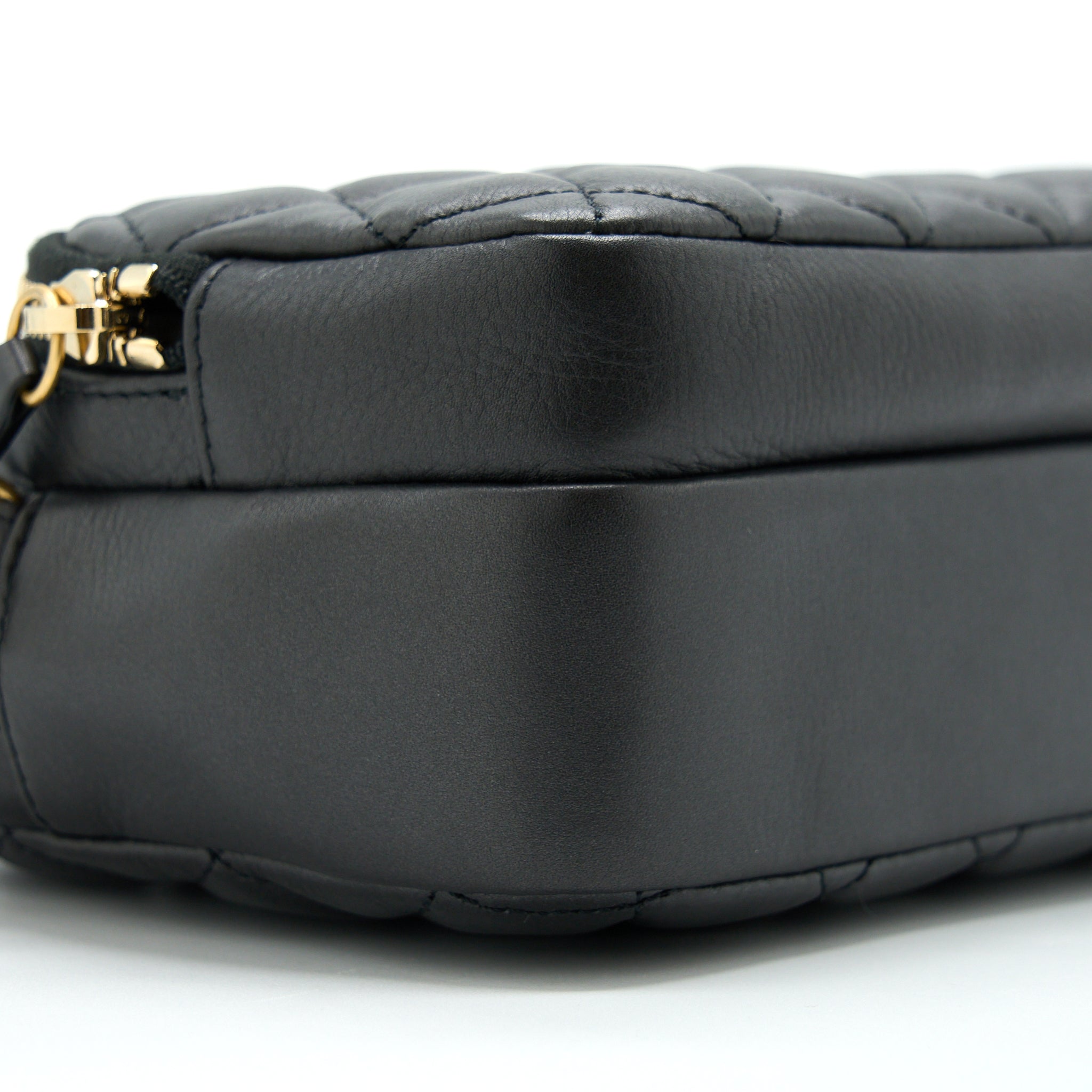 CHANEL CAMERA CASE QUILTED CALFSKIN BLACK GHW