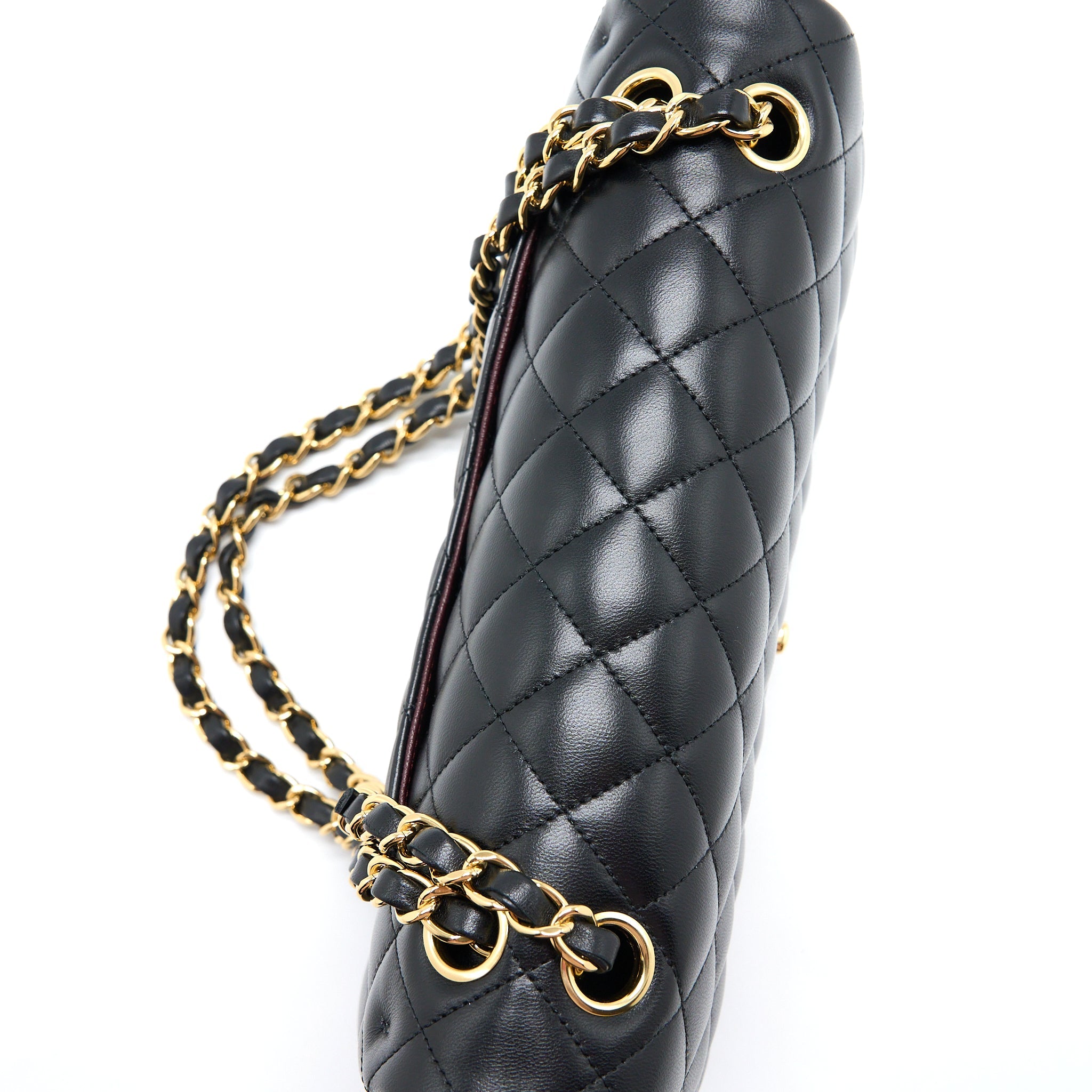 CHANEL MEDIUM CLASSIC DOUBLE FLAP BAG LAMBSKIN BLACK GHW