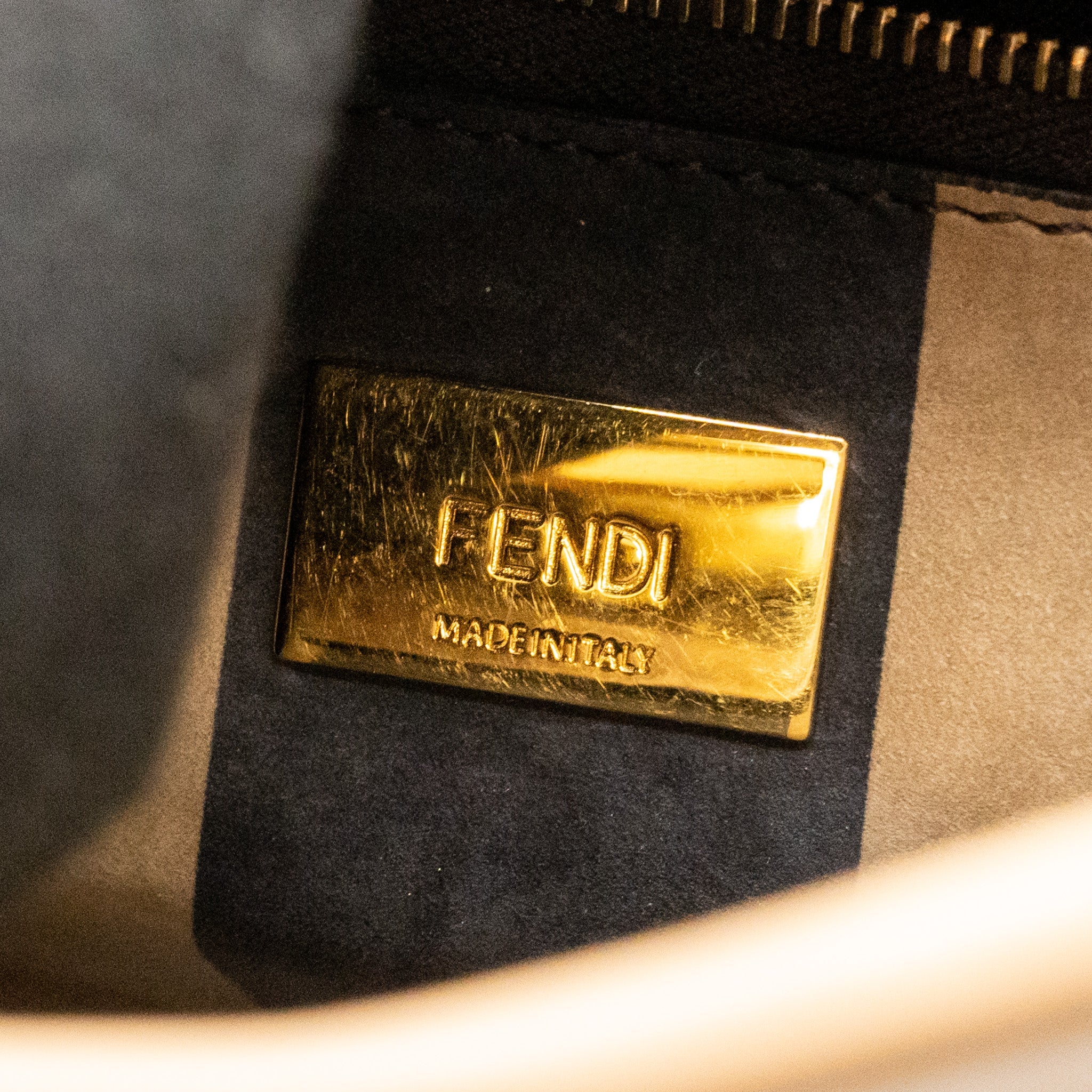 FENDI MINI PEEKABOO CALFSKIN BEIGE GHW