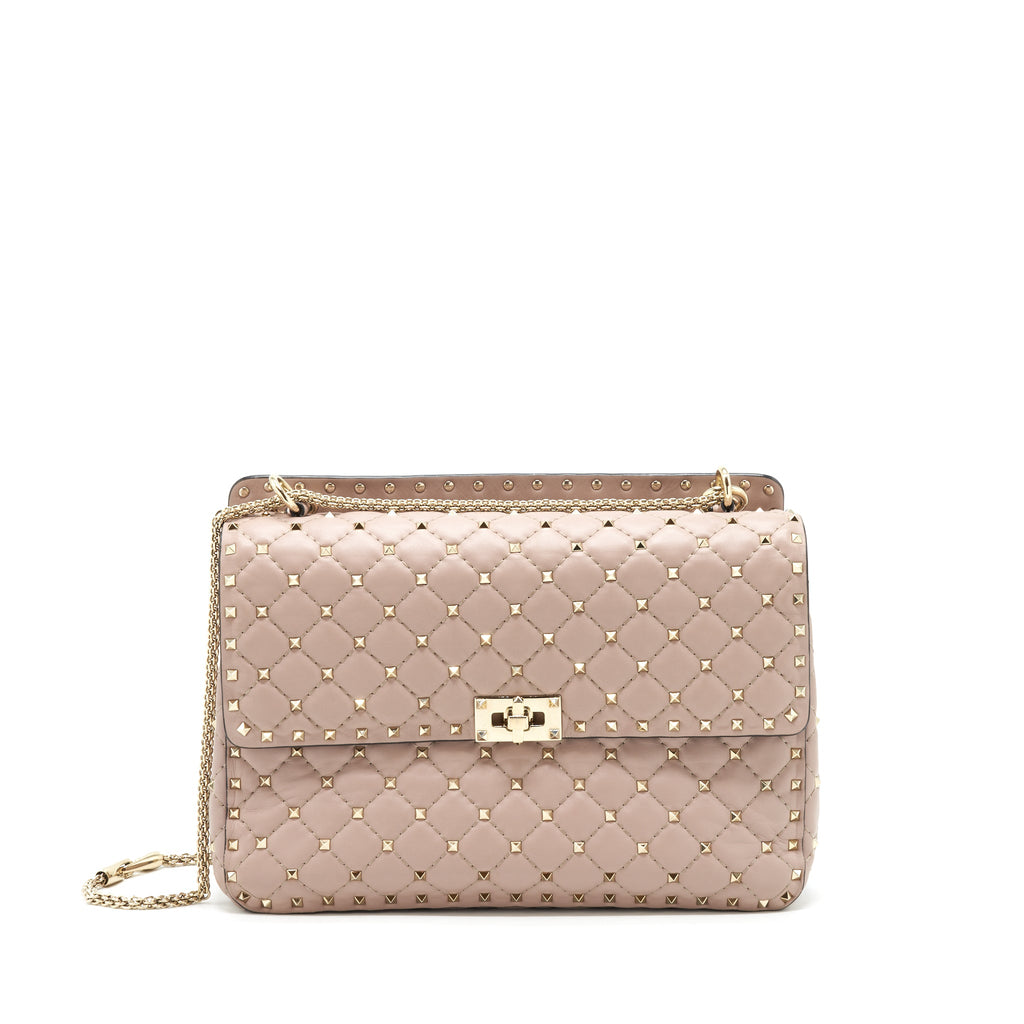 VALENTINO ROCKSTUD SPIKE NAPPA LEATHER CROSSBODY BAGS POUDRE