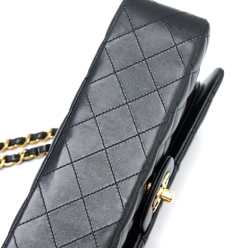 CHANEL MEDIUM CLASSIC DOUBLE FLAP BAG LAMBSKIN BLACK GHW