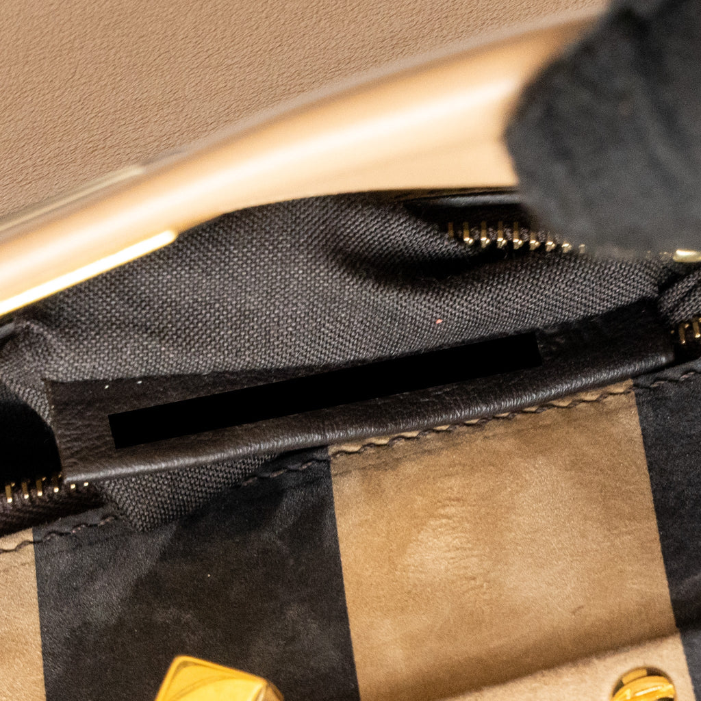 FENDI MINI PEEKABOO CALFSKIN BEIGE GHW