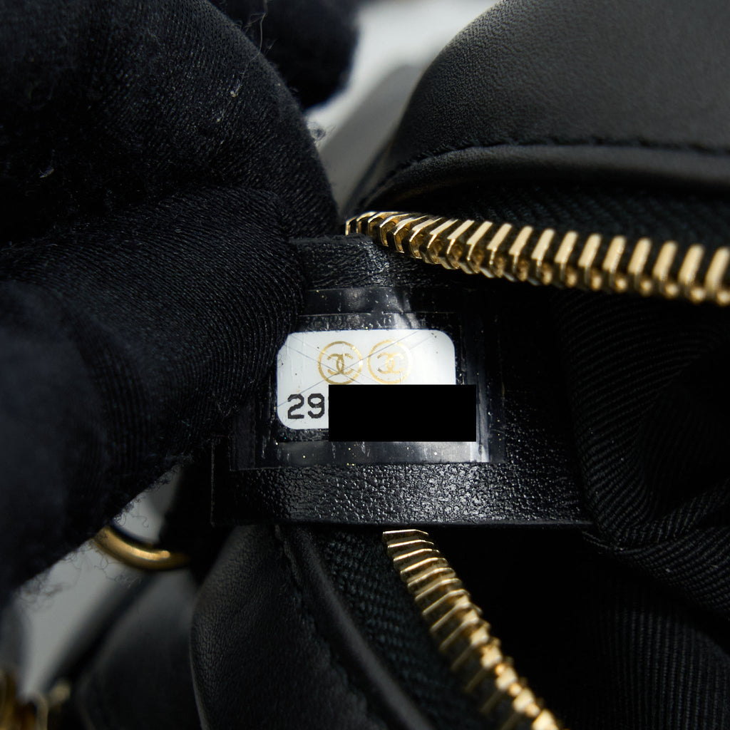 CHANEL CAMERA CASE QUILTED CALFSKIN BLACK GHW