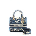 DIOR MEDIUM LADY D-LITE BAG AQUA BLUE TOILE DE JOUY EMBROIDERY