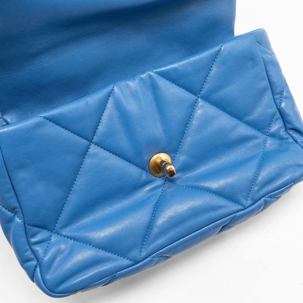 CHANEL SMALL 19 BAG LAMBSKIN BLUE MULTICOLOUR HARDWARE