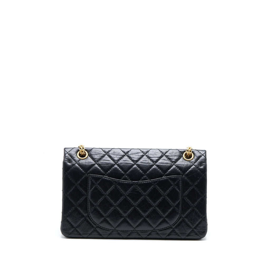 CHANEL 2.55 REISSUE 226 AGED CALFSKIN BLACK BRUSHED GHW (MICROCHIP)