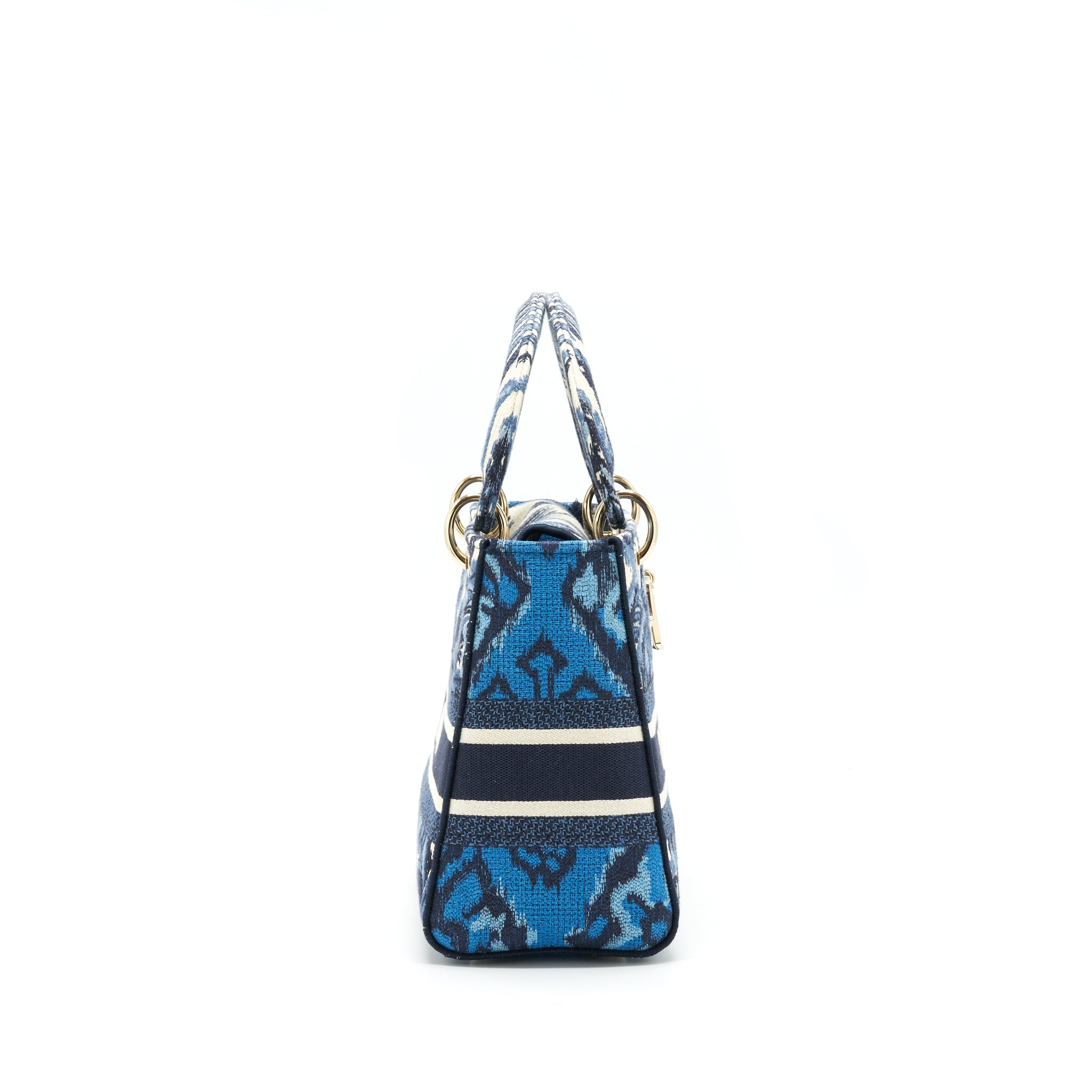 DIOR MEDIUM LADY D-LITE BAG AQUA BLUE TOILE DE JOUY EMBROIDERY