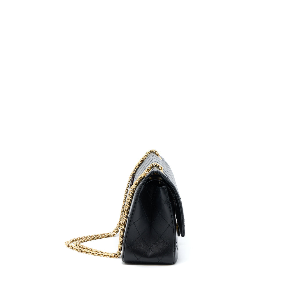 CHANEL 2.55 REISSUE 226 AGED CALFSKIN BLACK BRUSHED GHW (MICROCHIP)