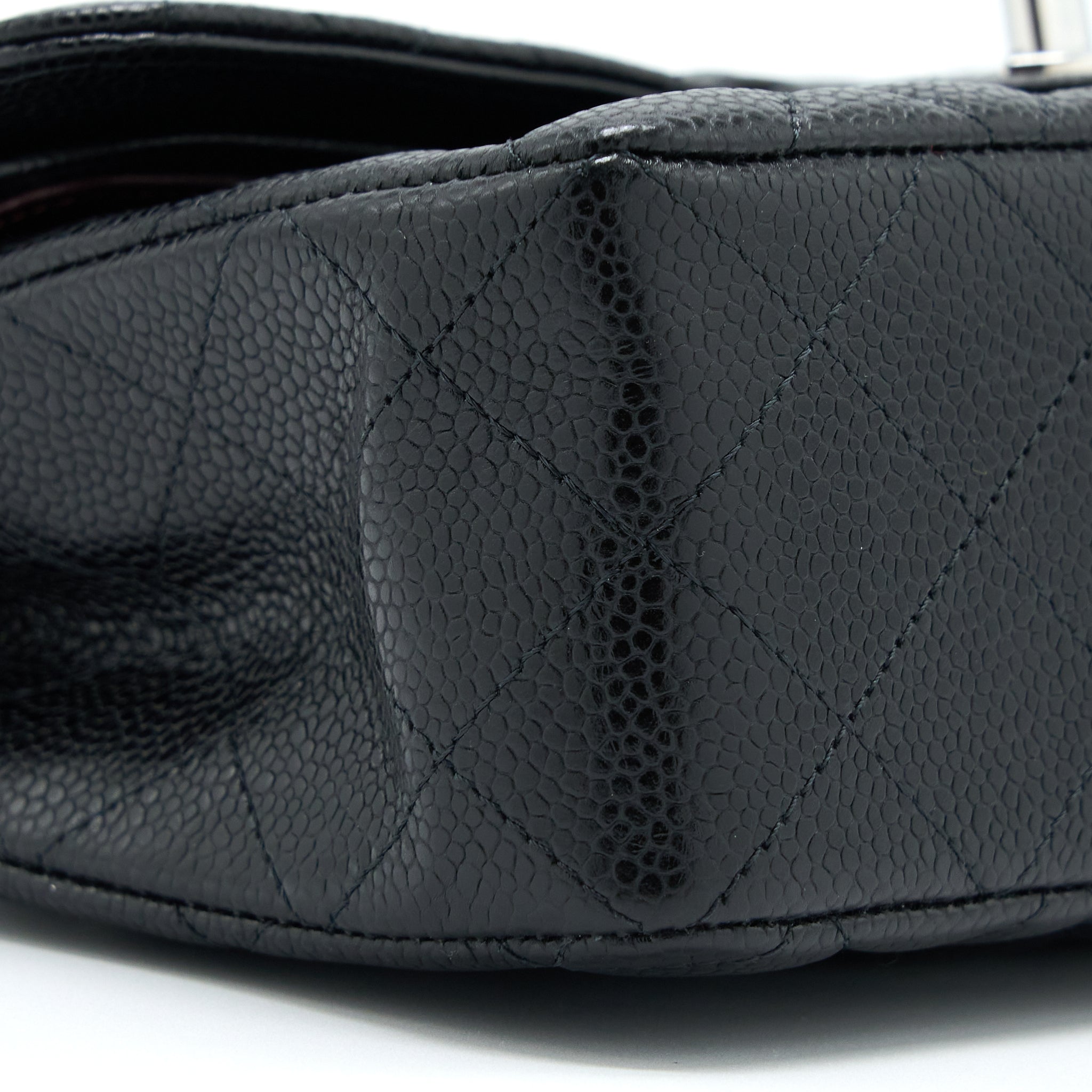 CHANEL SMALL CLASSIC DOUBLE FLAP BAG CAVIAR BLACK SHW (MICROCHIP)