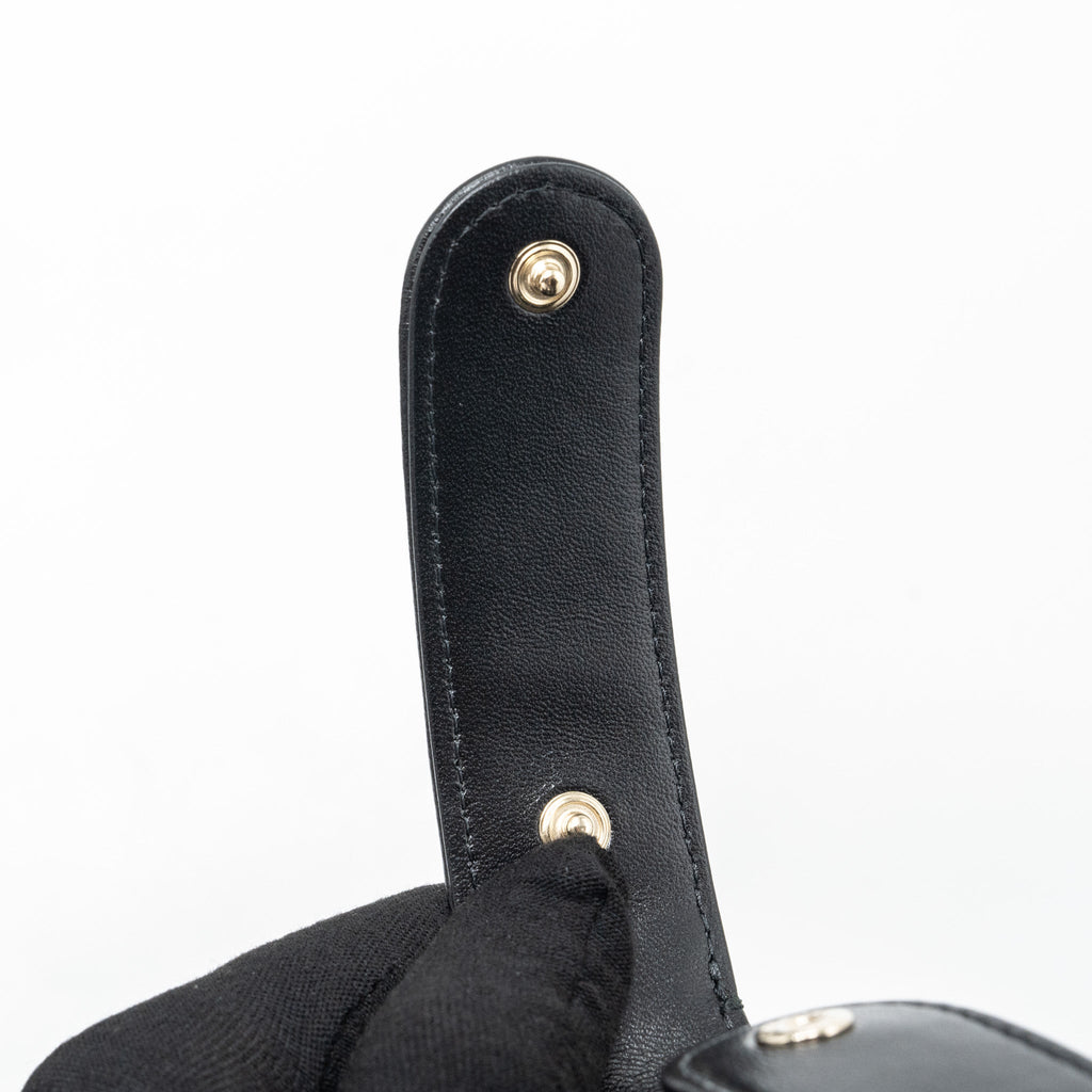 CHANEL 23C ROUND CLUTCH LAMBSKIN BLACK GHW (MICROCHIP)