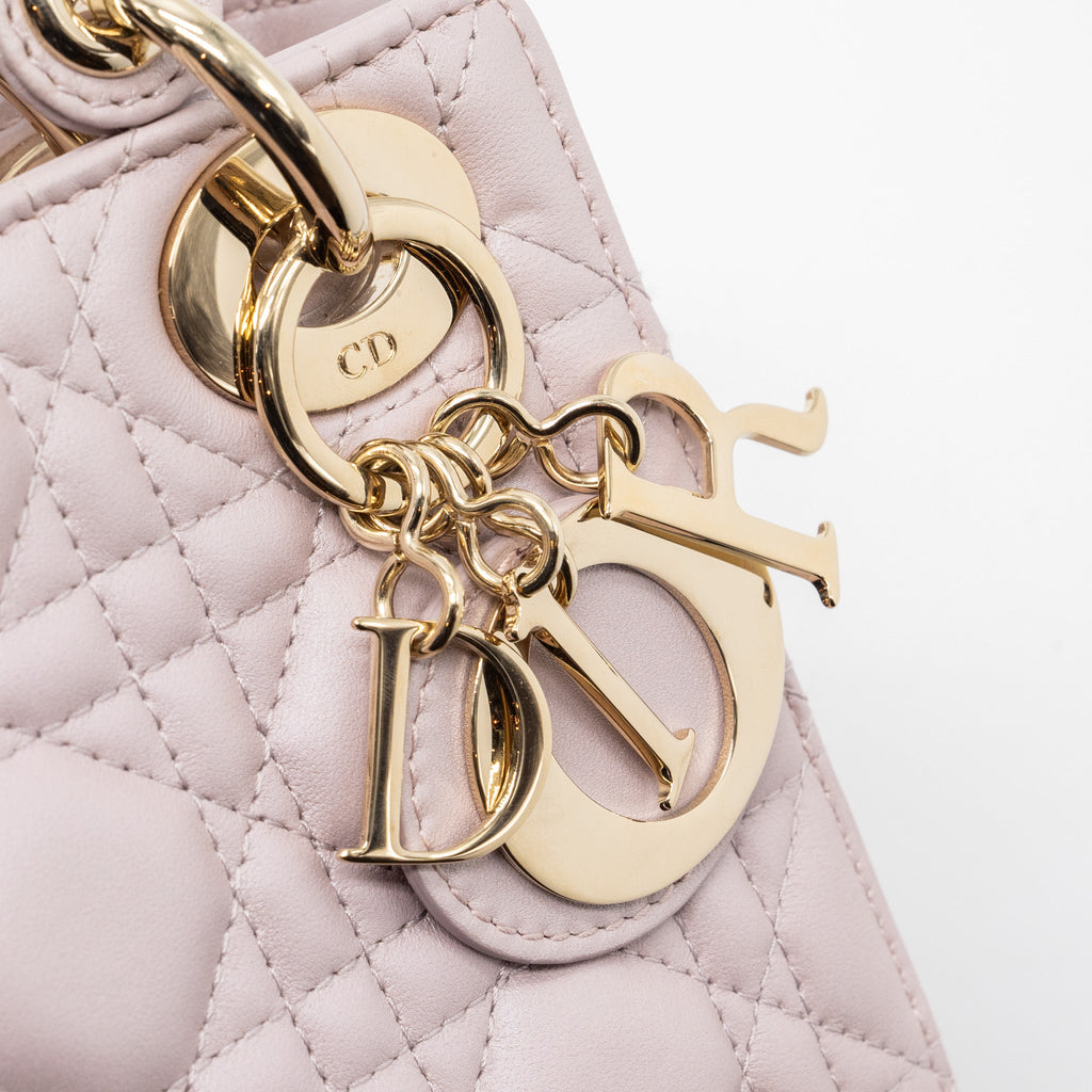 DIOR MINI LADY DIOR LAMBSKIN LIGHT PINK LGHW