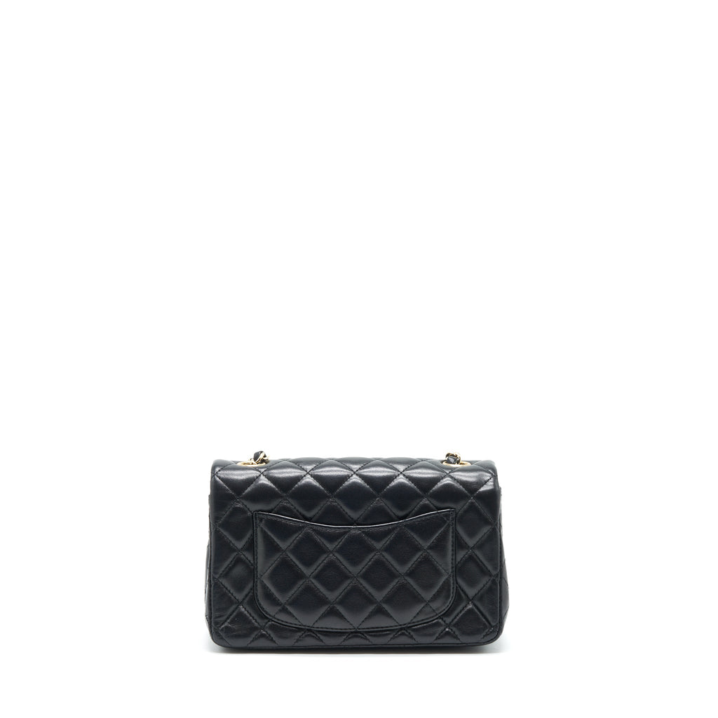 CHANEL MINI RECTANGULAR FLAP BAG LAMBSKIN BLACK GHW