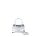 BALENCIAGA HOURGLASS XS EMBOSSED CALFSKIN SILVER SHW