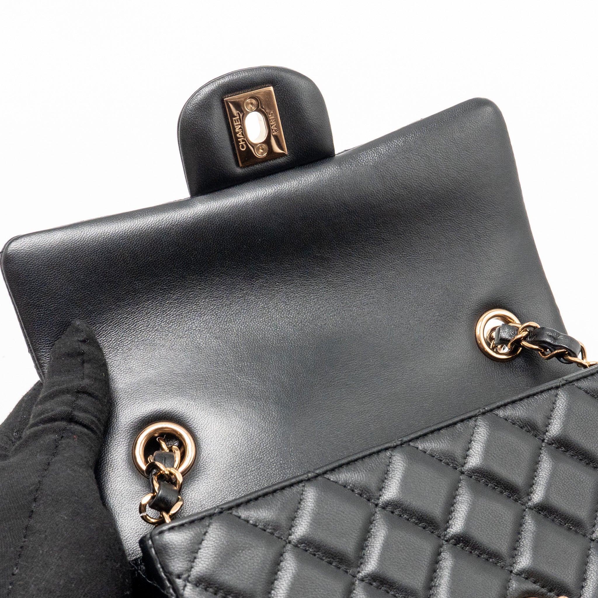 CHANEL MINI RECTANGULAR FLAP BAG LAMBSKIN BLACK RGHW (MICROCHIP)