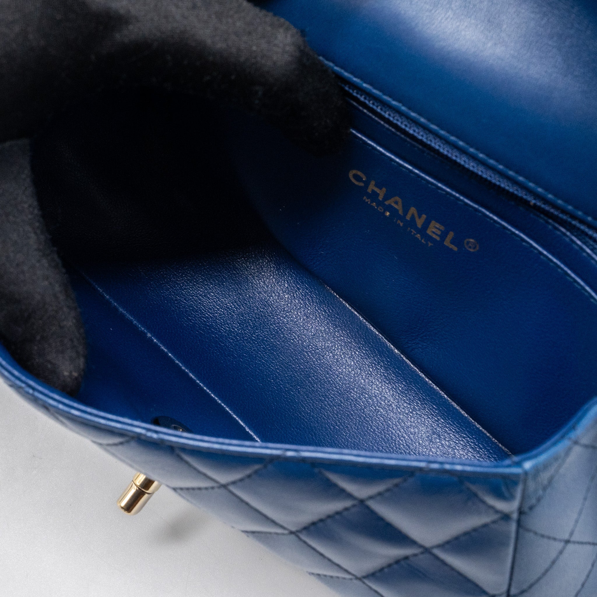 CHANEL MINI RECTANGULAR FLAP BAG LAMBSKIN BLUE LGHW
