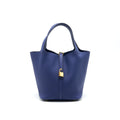 HERMES PICOTIN 22 LOCK BAG TAURILLON MAURICE LEATHER BLUE SAPHIR WITH GHW
