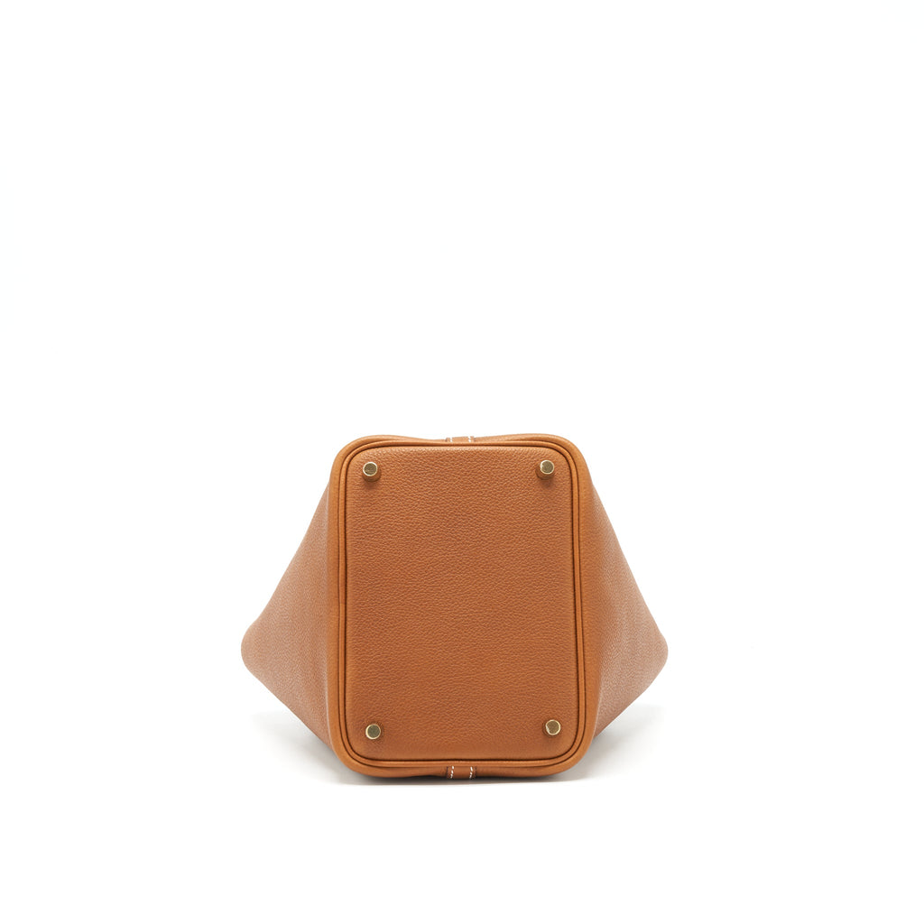 HERMES PICOTIN 18 LOCK BAG BARENIA FAUBOURG CALFSKIN GOLD GHW