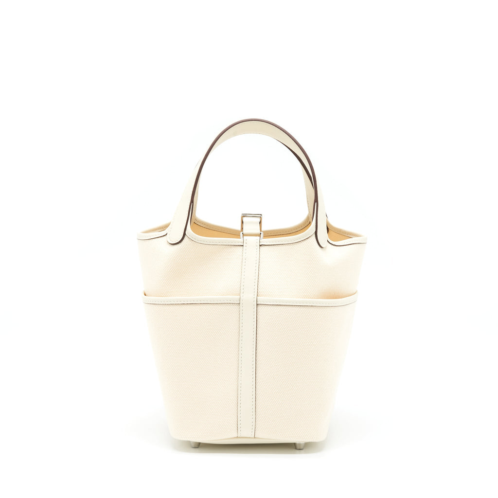 HERMES PICOTIN CARGO 18 LOCK BAG SWIFT AND TOILE CANVAS ECRU/NATA SHW