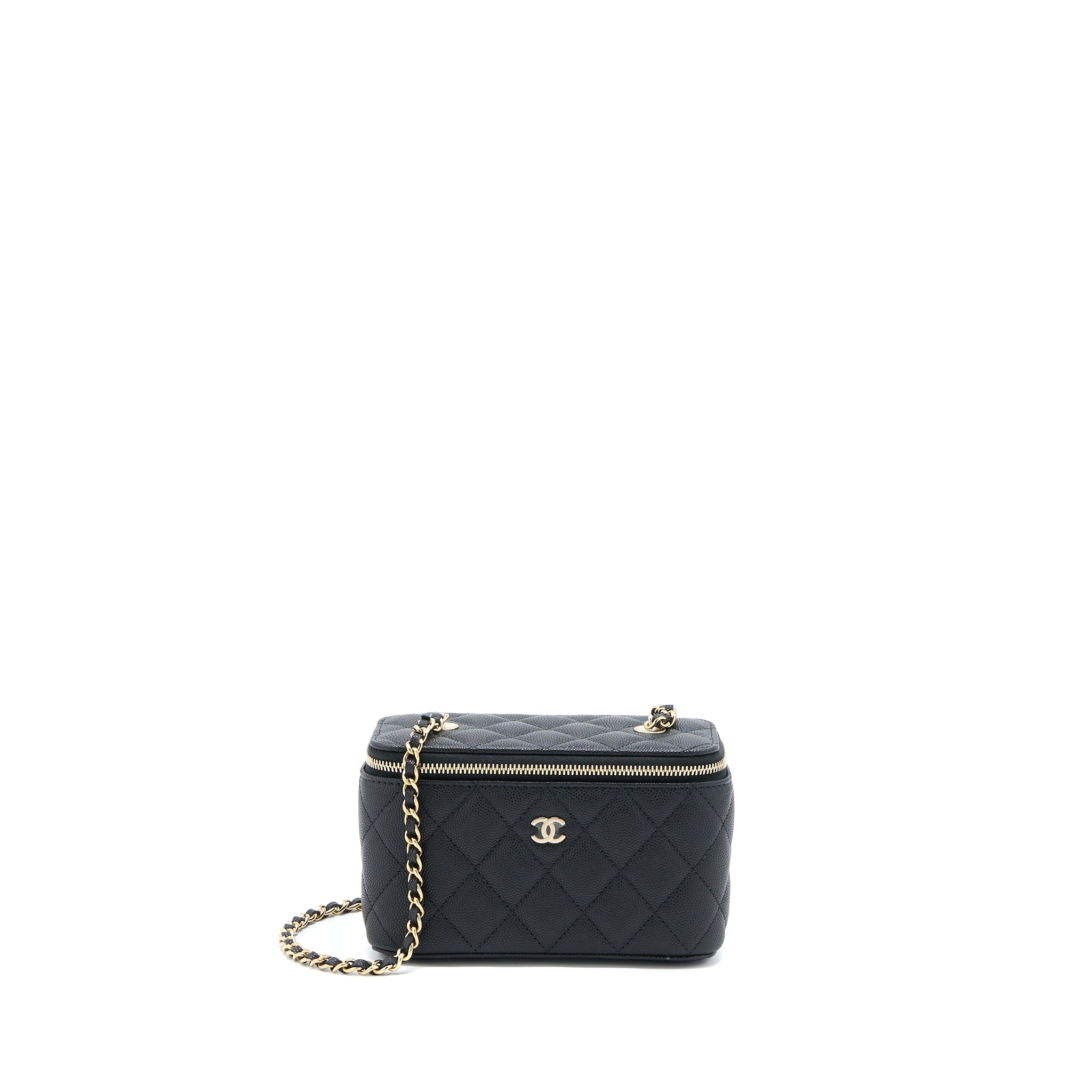 CHANEL 23C LONG VANITY WITH CHAIN CAVIAR BLACK LGHW