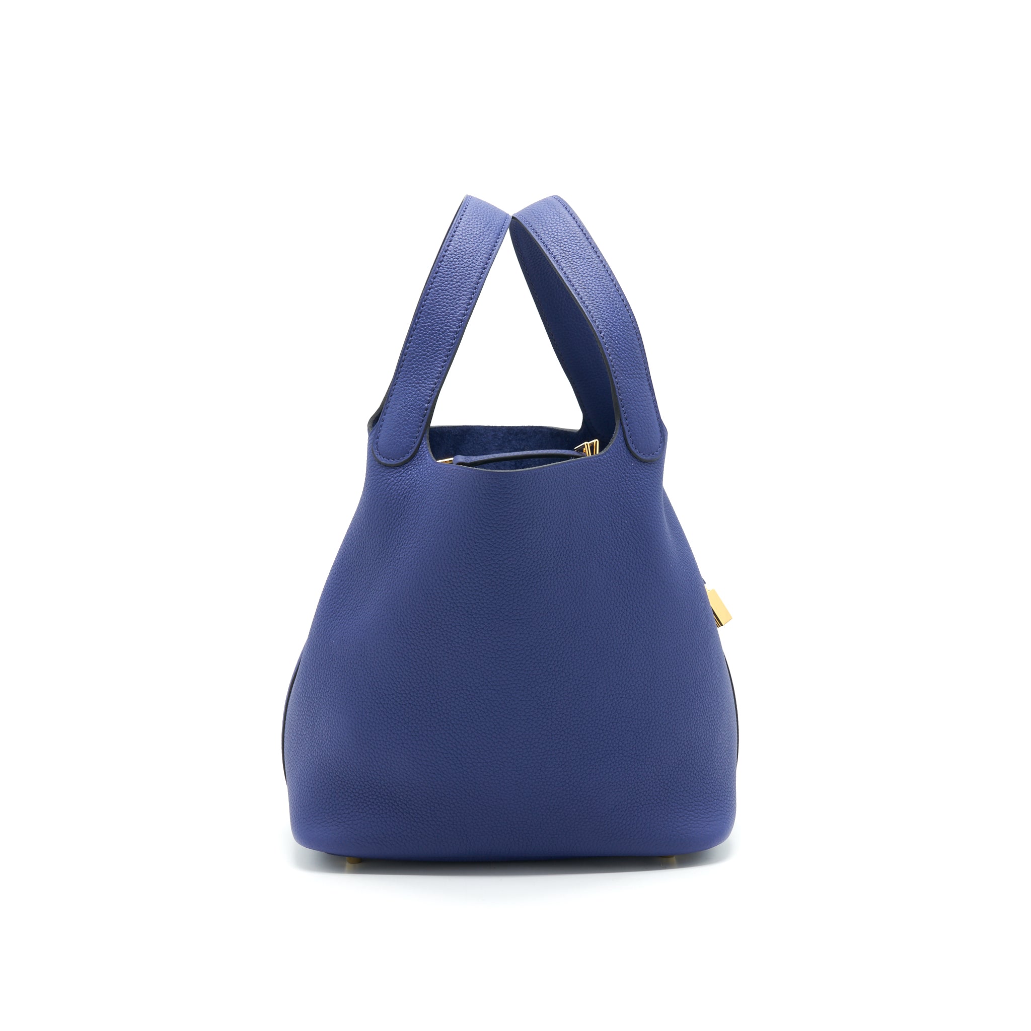 HERMES PICOTIN 22 LOCK BAG TAURILLON MAURICE LEATHER BLUE SAPHIR WITH GHW