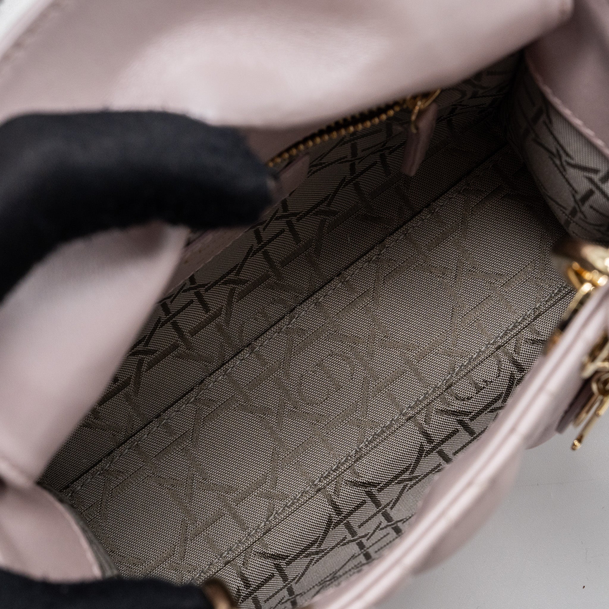 DIOR MINI LADY DIOR LAMBSKIN LIGHT PINK LGHW