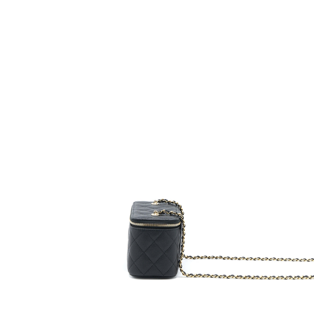 CHANEL 23C LONG VANITY WITH CHAIN CAVIAR BLACK LGHW