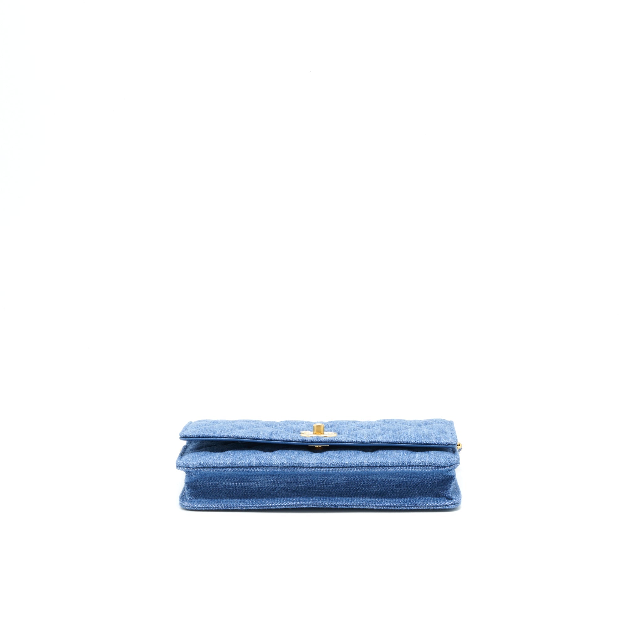 CHANEL 22C PEARL CRUSH WALLET ON CHAIN DENIM GHW