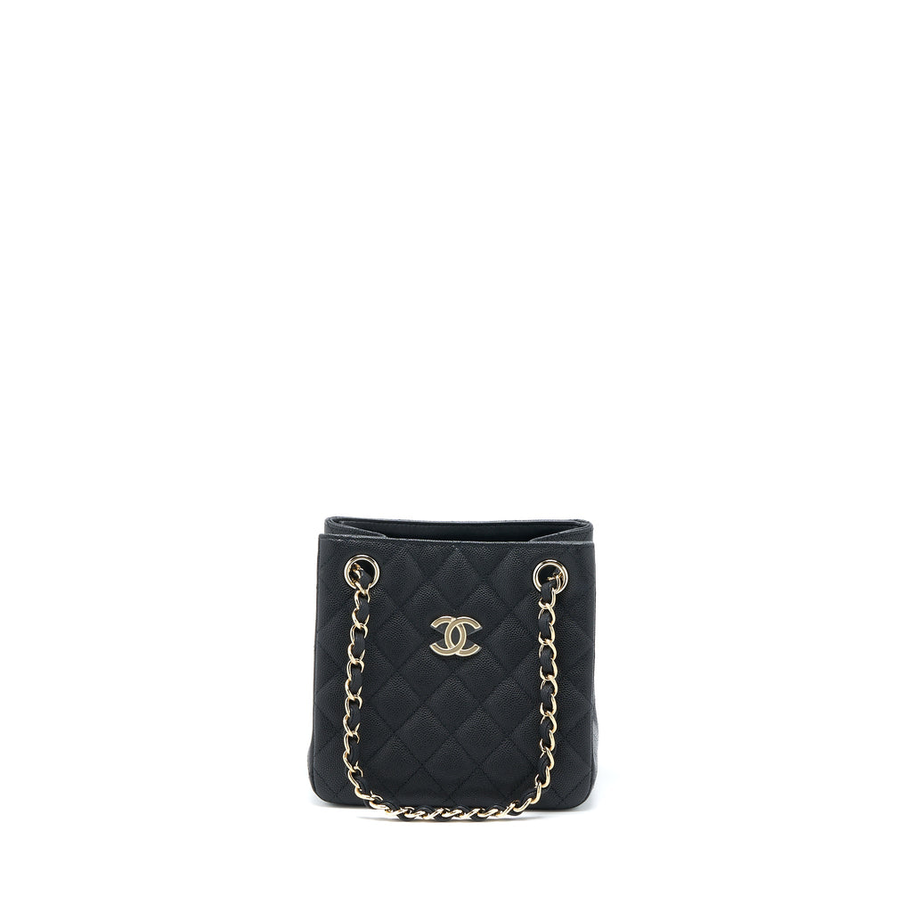 CHANEL 22S MINI BUCKET BAG CAVIAR BLACK LGHW (MICROCHIP)