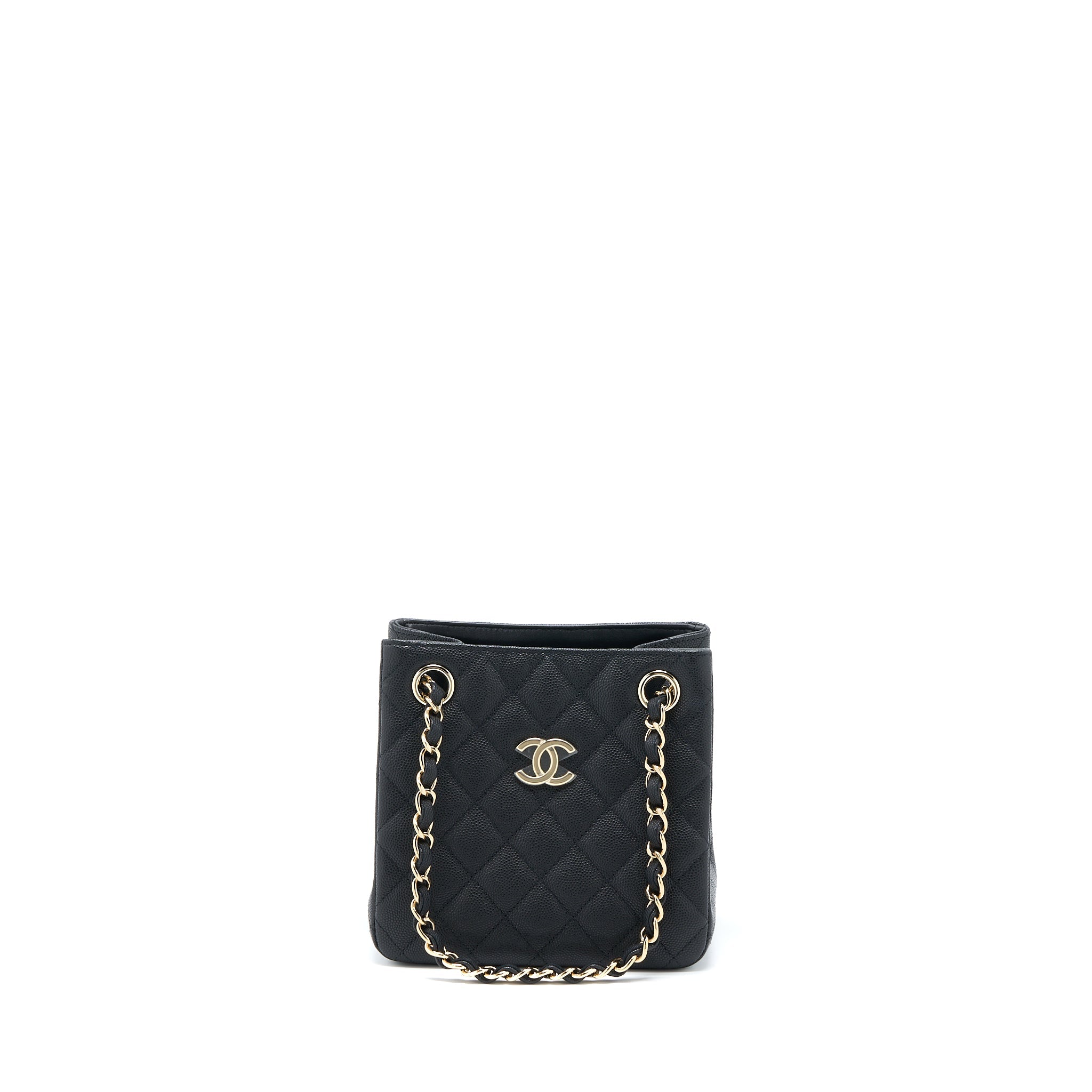 CHANEL 22S MINI BUCKET BAG CAVIAR BLACK LGHW (MICROCHIP)