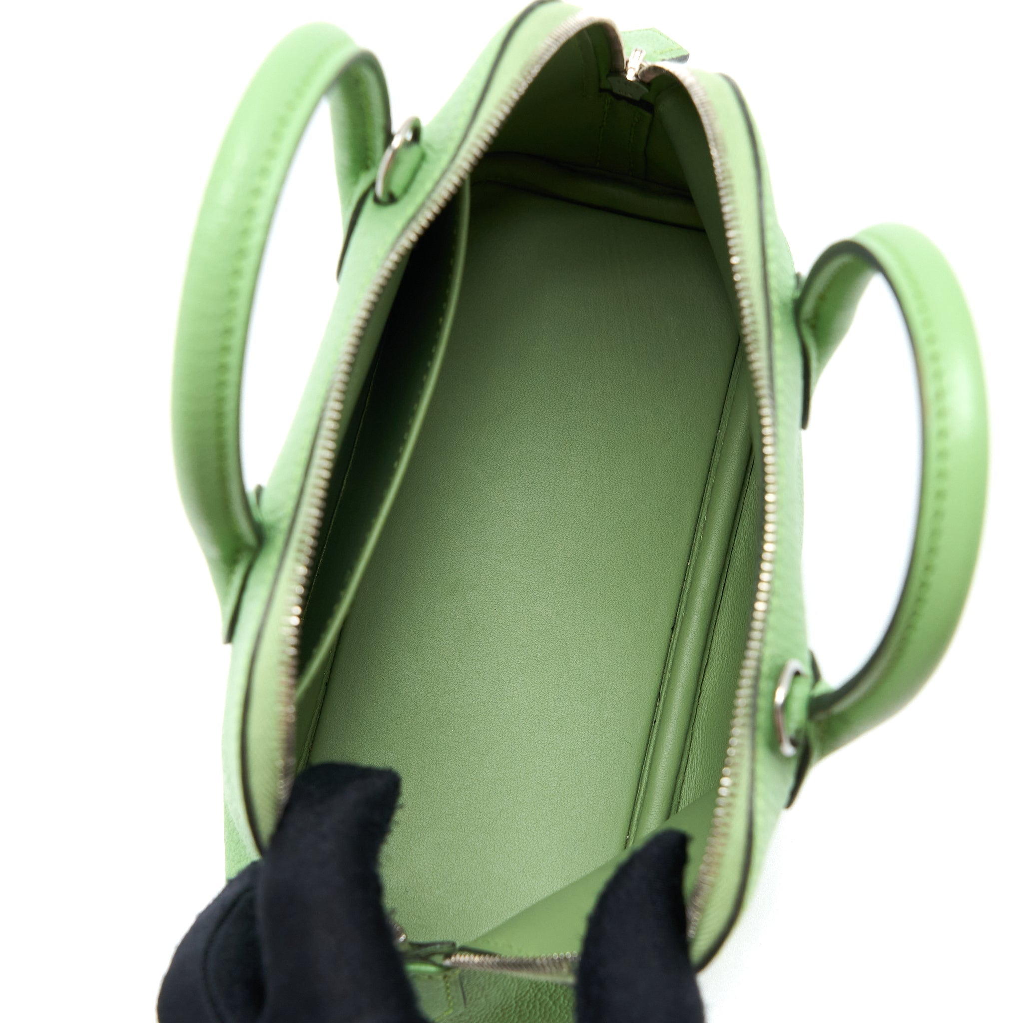 HERMES MINI BOLIDE CHEVRON MYSORE VERT CRIQUET SHW