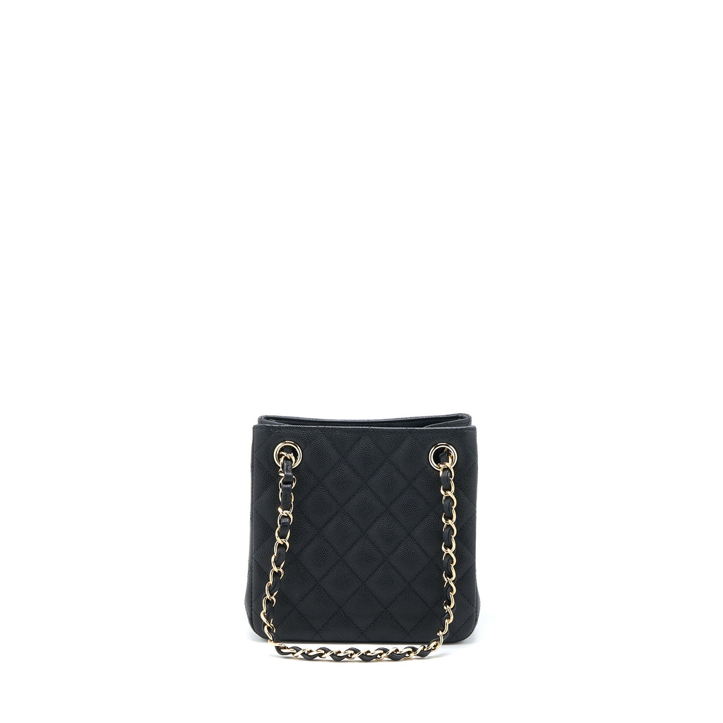 CHANEL 22S MINI BUCKET BAG CAVIAR BLACK LGHW (MICROCHIP)