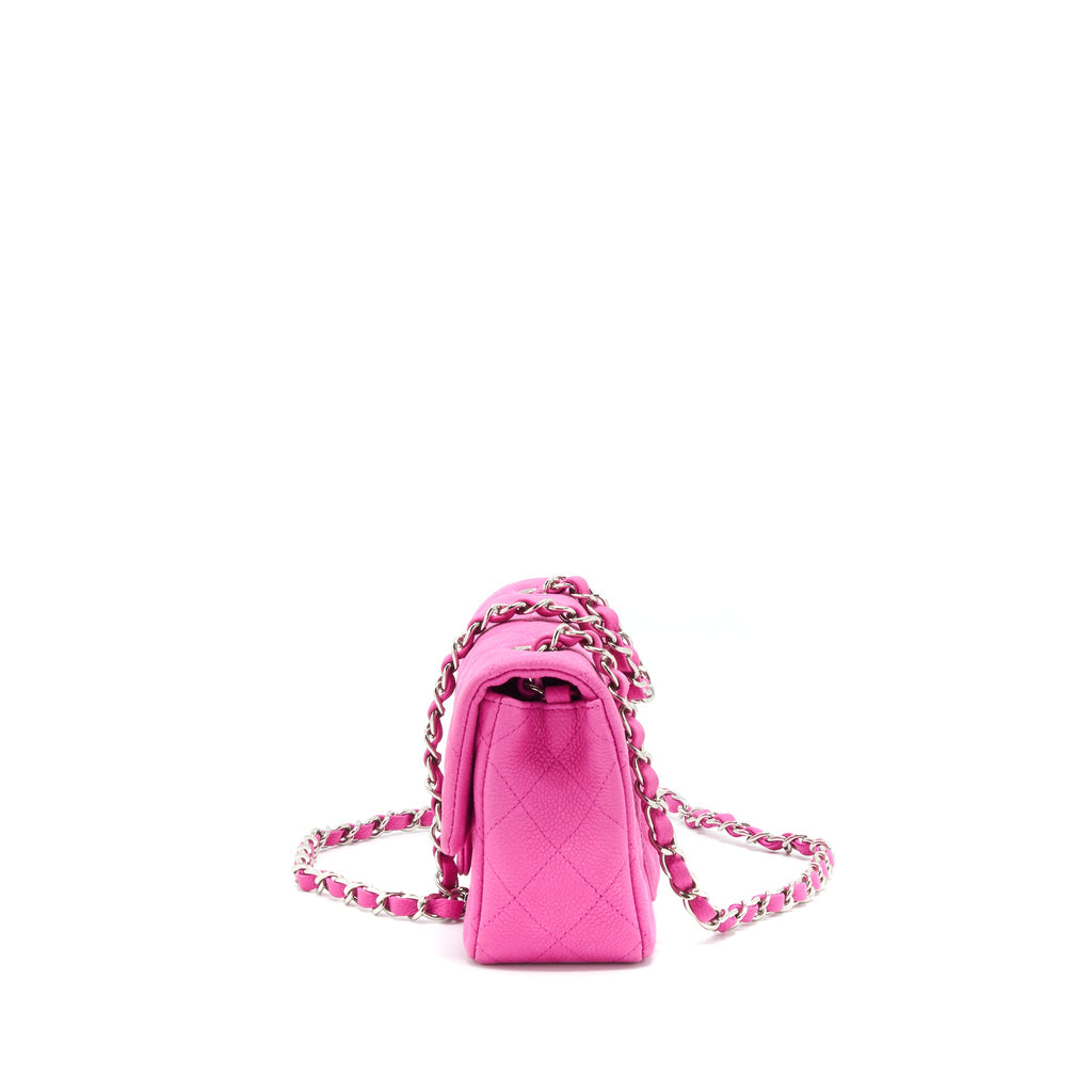CHANEL MINI RECTANGULAR FLAP BAG GRAINED CALFSKIN PINK SHW