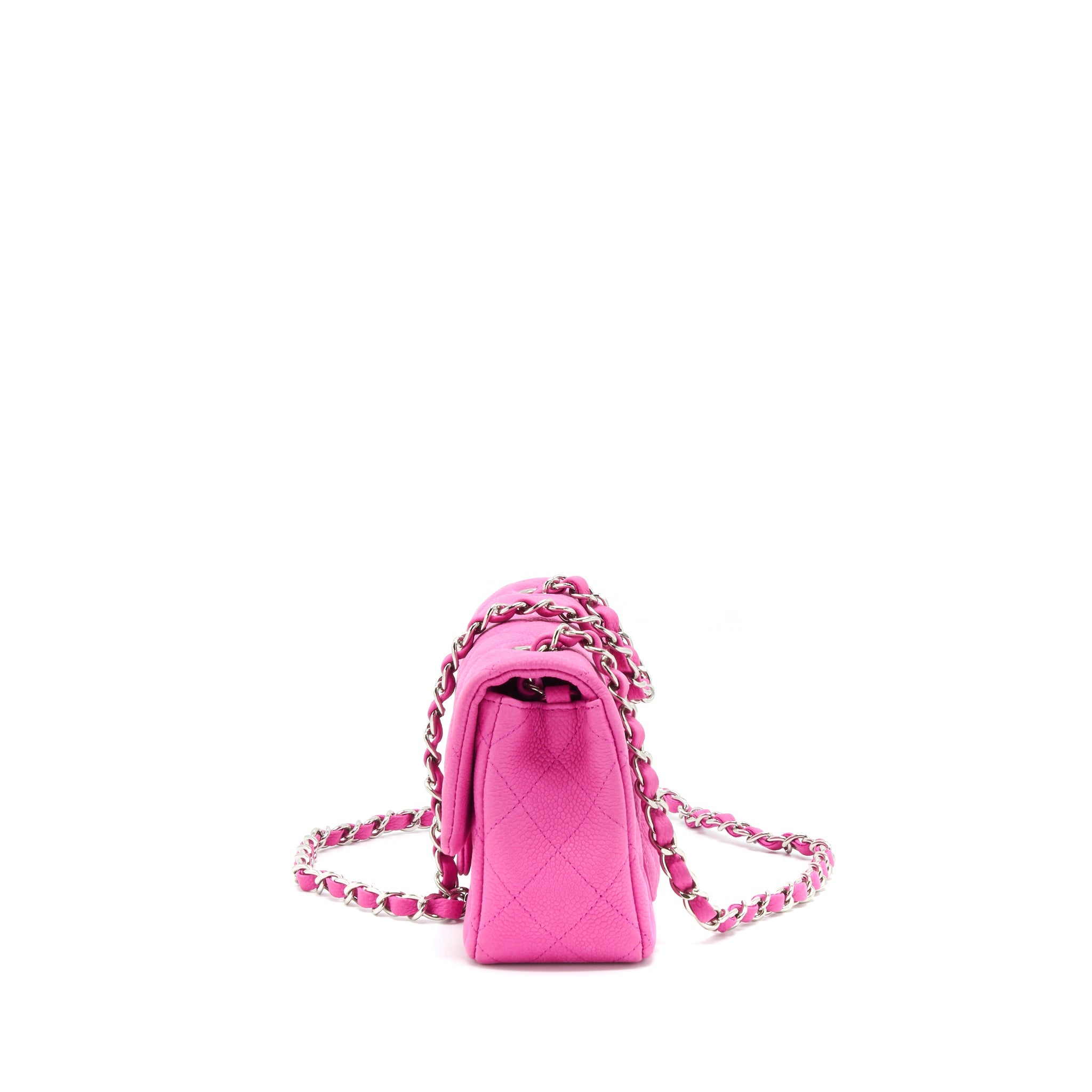 CHANEL MINI RECTANGULAR FLAP BAG GRAINED CALFSKIN PINK SHW