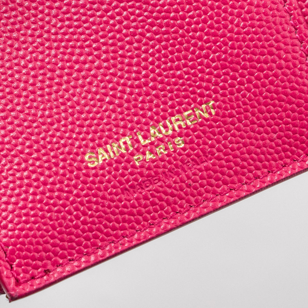 SAINT LAURENT COMPACT TRI-FOLD WALLET CALFSKIN PINK GHW
