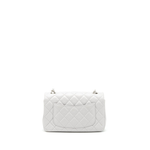 CHANEL MINI RECTANGULAR FLAP BAG LAMBSKIN LIGHT GREY SHW