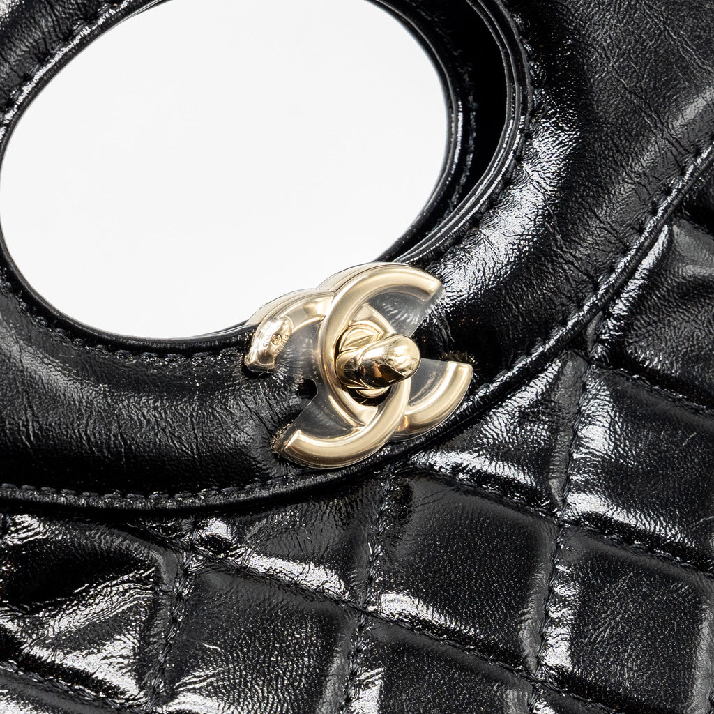 CHANEL MINI 31 BAG SHINY CALFSKIN BLACK LGHW (MICROCHIP)