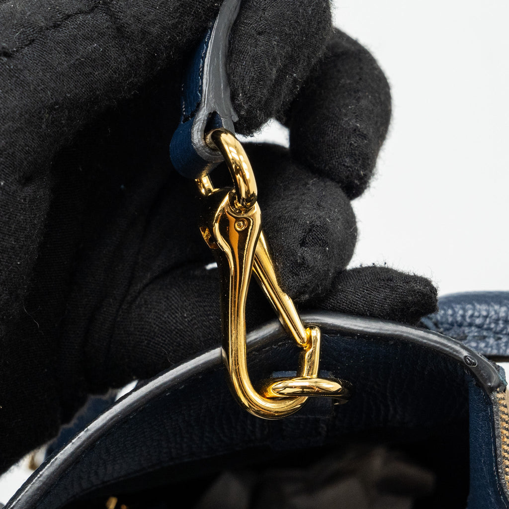 BURBERRY THE LARGE BANNER BAG CALFSKIN DARK BLUE/MULTICOLOUR GHW