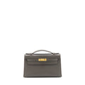 HERMES KELLY POCHETTE SWIFT 8F GRIS ETAIN GHW