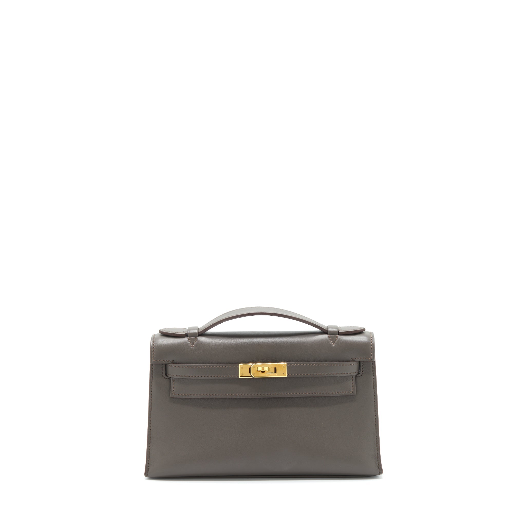 HERMES KELLY POCHETTE SWIFT 8F GRIS ETAIN GHW