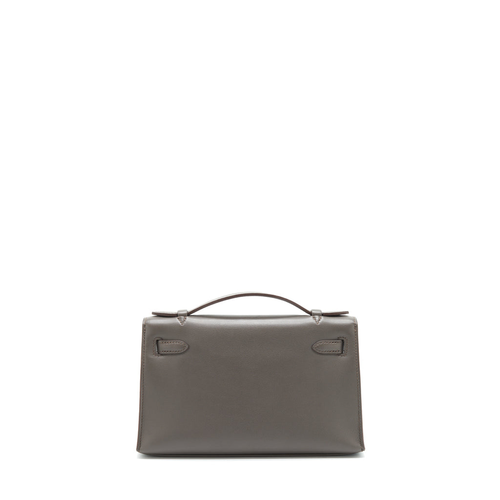 HERMES KELLY POCHETTE SWIFT 8F GRIS ETAIN GHW