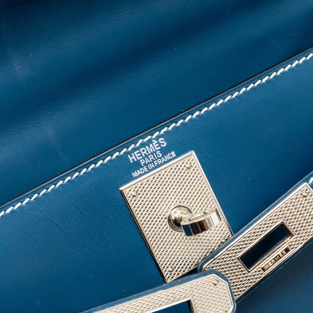 HERMES KELLY 28 CALFSKIN BLUE SHW SQUARE H